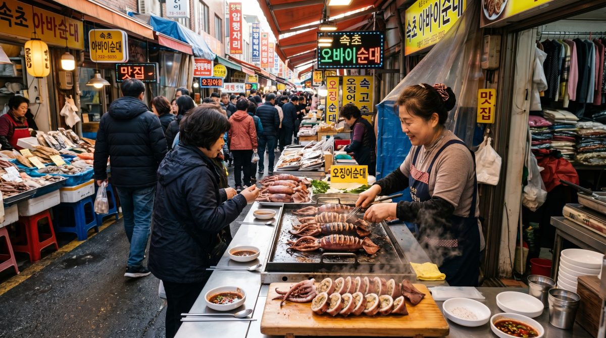 아바이마을의 순대와 활기찬 속초관광수산시장