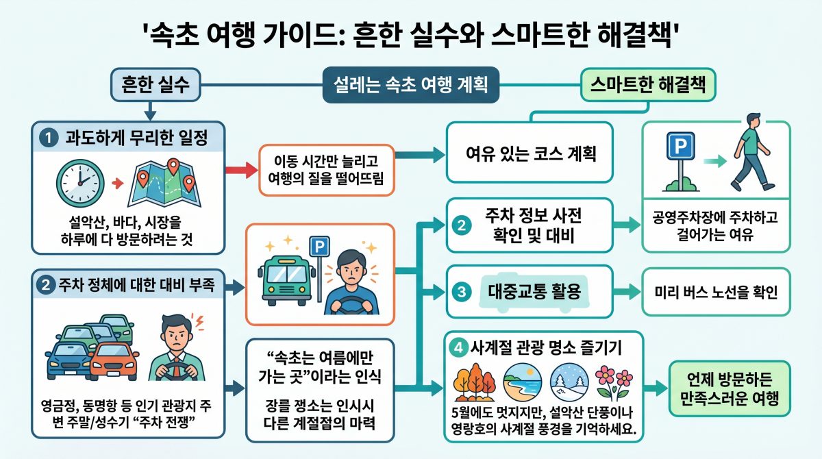 속초 여행 시 주의할 점을 담은 인포그래픽