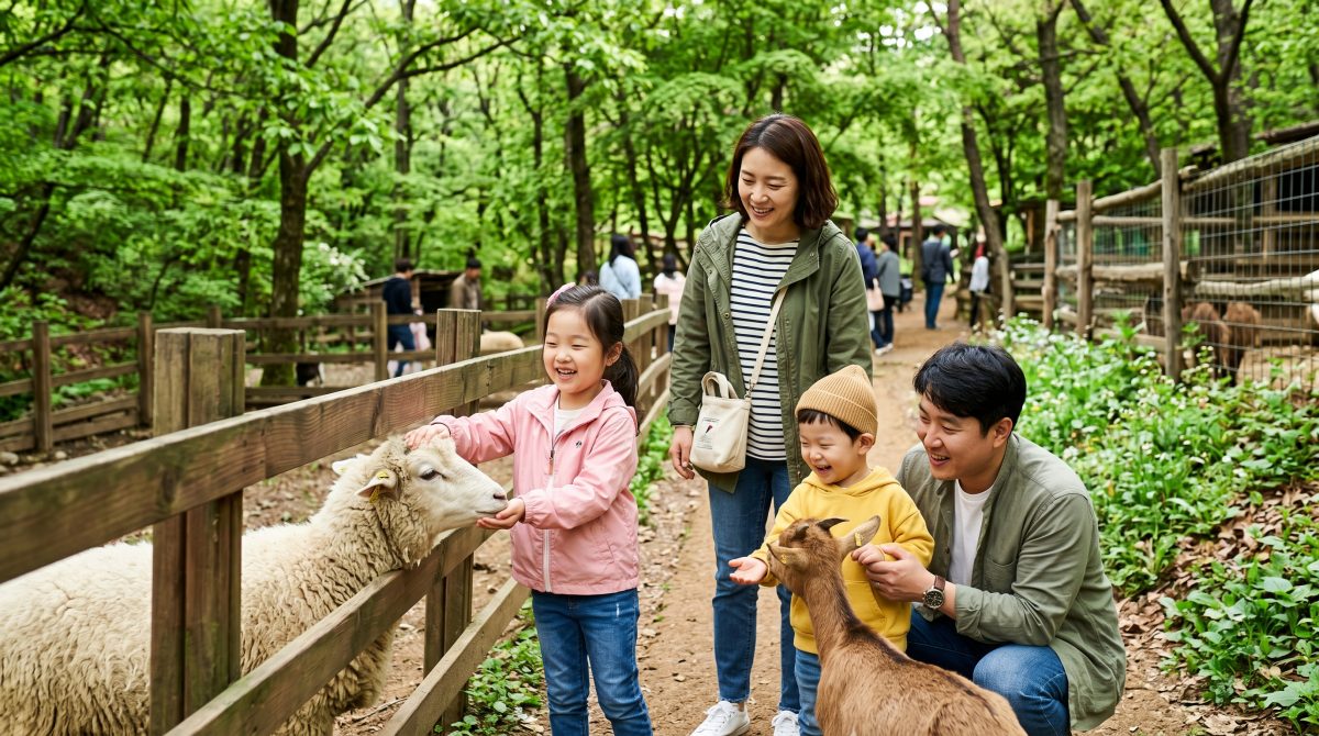 포천 애니멀스토리에서 동물과 교감하는 모습