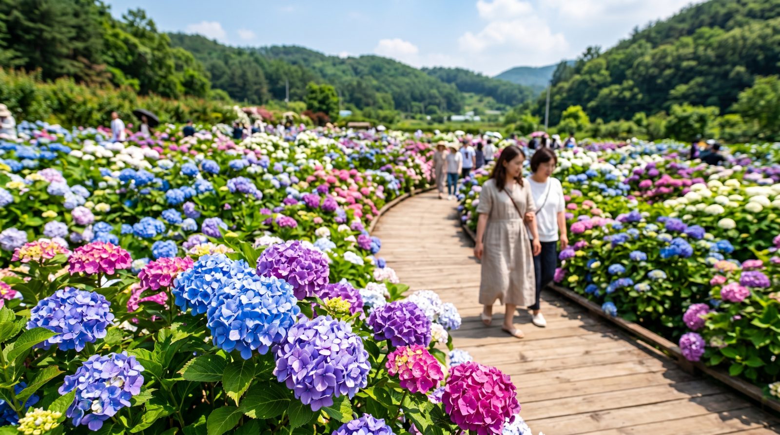 6월 공주 유구색동수국정원의 만개한 수국 풍경