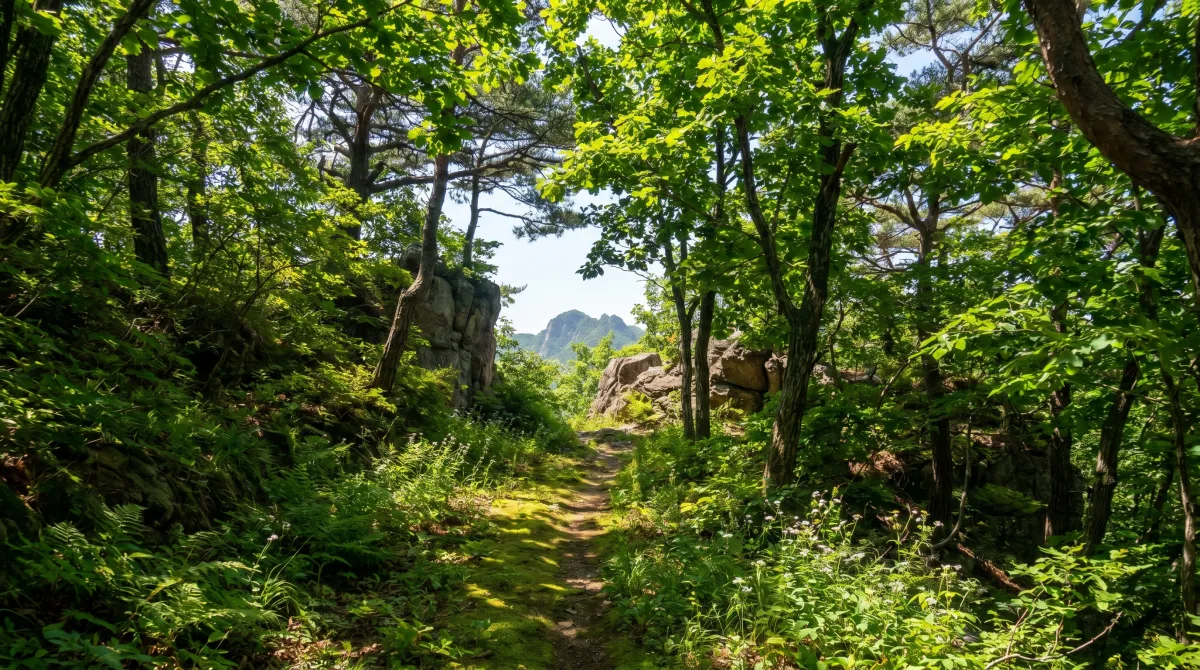 옥순봉 근처 녹음이 우거진 고즈넉한 옛길 산책로