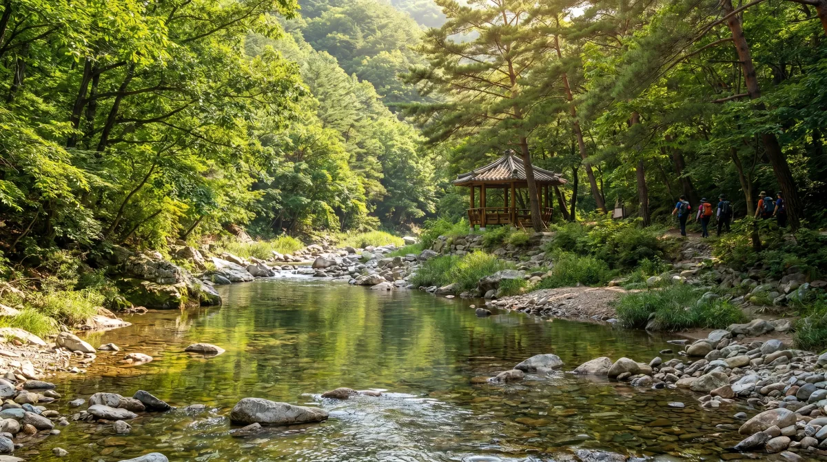 양양 남대천 계곡의 맑은 물과 주변 경관