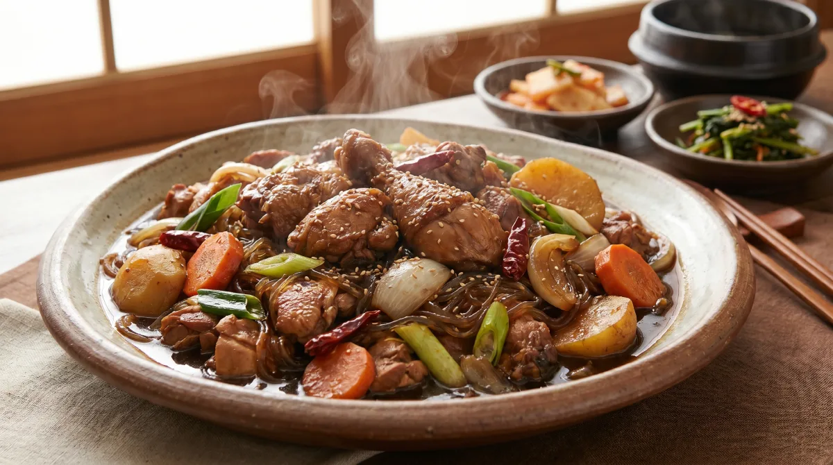 먹음직스러운 안동찜닭 근접 촬영
