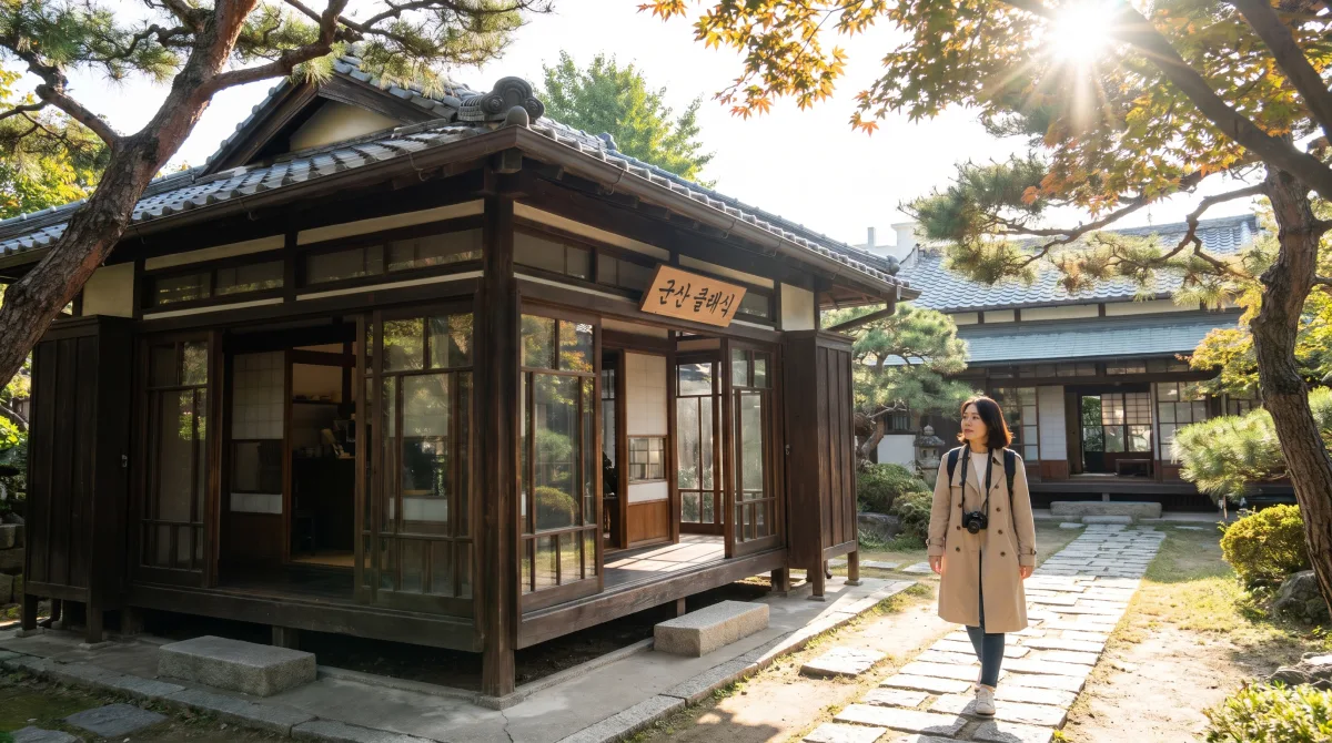히로쓰 가옥 근처의 고즈넉한 카페 테라스