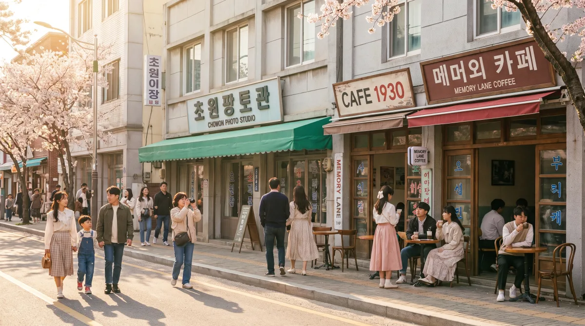 초원사진관 주변의 개성 넘치는 카페 골목
