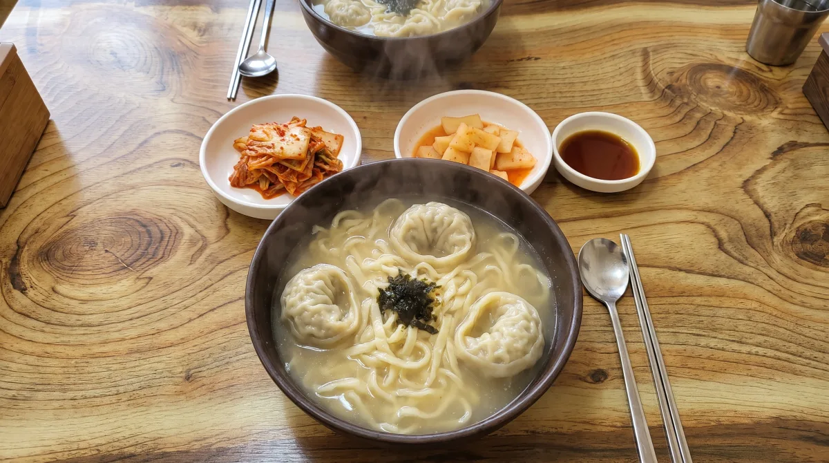 진한 육수의 원주 칼국수만두